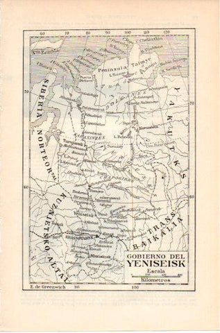 LAMINA V46610: Mapa del gobierno del Yeniseisk, Rusia
