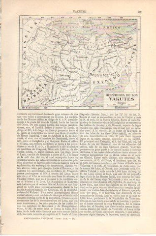 LAMINA V46594: Mapa de la Republica de los Yakutes, Rusia