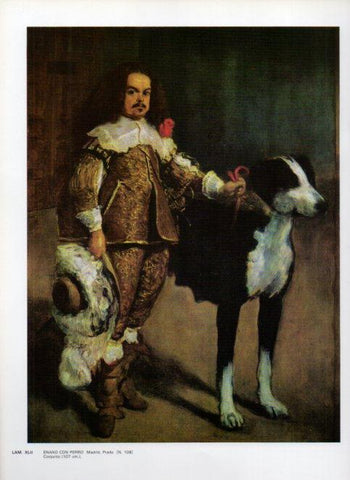 LAMINA V47155: Enano con perro por Velazquez