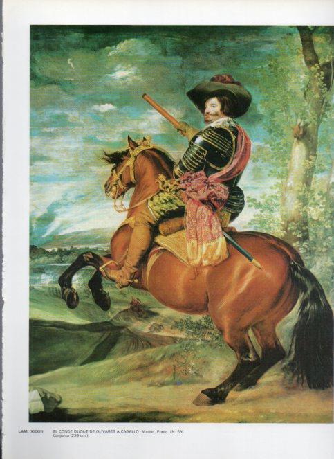 LAMINA V47151: El conde duque de olivares a caballo por Velazquez