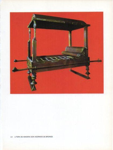 LAMINA V47040: Litera de madera con adornos de bronce siglo I, Roma