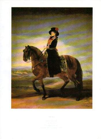 LAMINA V47065: La reina Maria Luisa a caballo por Goya