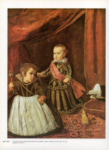 LAMINA V47145: El principe Baltasar Carlos con enano por Velazquez