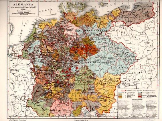 LAMINA V47595: Mapa de Alemania tras la muerte de Carlos IV 1378