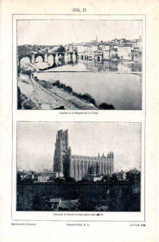LAMINA V47533: Arrabal de la Magdalena y Catedral de Alvi, Francia