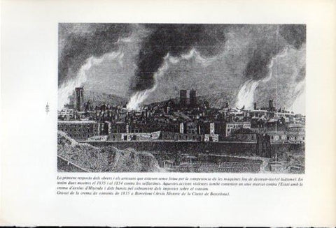 LAMINA V47655: Crema de convents de 1835 a Barcelona, gravat