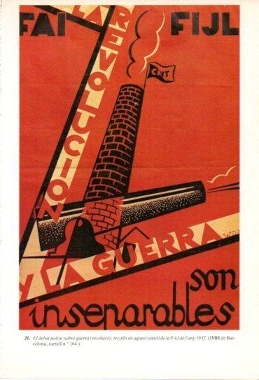 LAMINA V47688: Cartell de la FAI sobre guerra i revolucio 1937 Guerra Civil