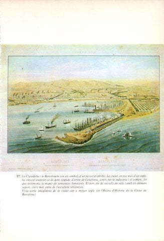 LAMINA V47620: Vista aeria imaginaria de Barcelona segle XIX