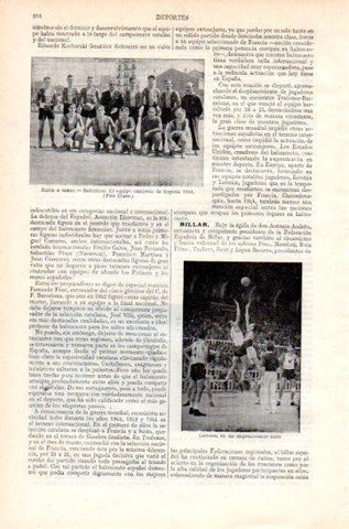LAMINA V47350: Barcelona campeon España 1944, balon a mano
