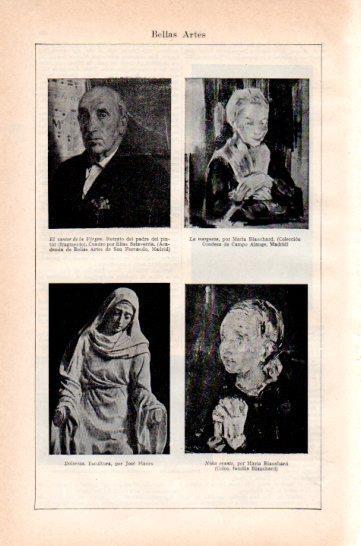 LAMINA V47340: Retratos por Maria Blanchard y Dolorosa por J. Planes