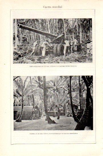 LAMINA V47405: Cañon americano en la isla de Rendova y Tarawa