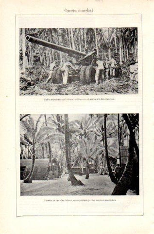 LAMINA V47405: Cañon americano en la isla de Rendova y Tarawa