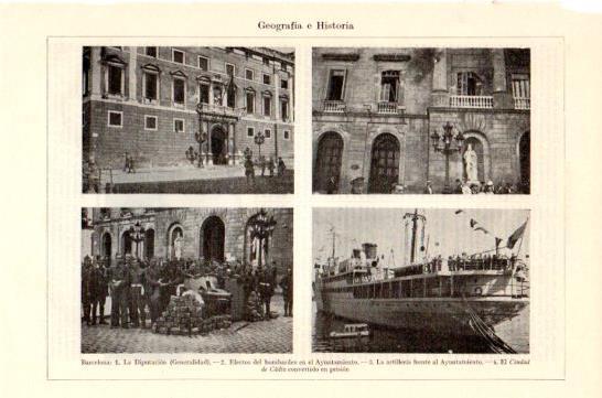 LAMINA V47465: La Diputacion y artilleria frente al Ayuntamiento de Barcelona