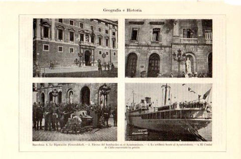 LAMINA V47465: La Diputacion y artilleria frente al Ayuntamiento de Barcelona