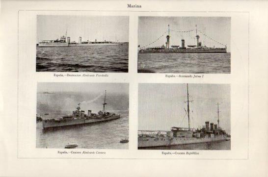 LAMINA V47487: Barcos de guerra de la marina de España