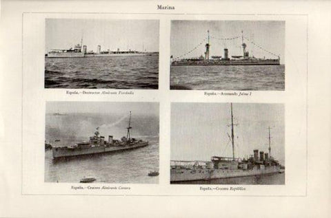 LAMINA V47487: Barcos de guerra de la marina de España