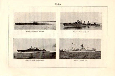 LAMINA V47484: Barcos de guerra de la marina de Francia