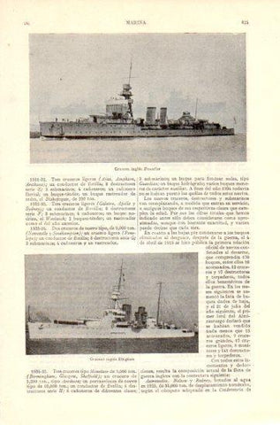 LAMINA V47480: Cruceros Dauntles y Effigham