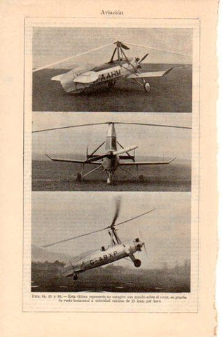 LAMINA V47447: Aviacion, autogiro con mando sobre el rotor