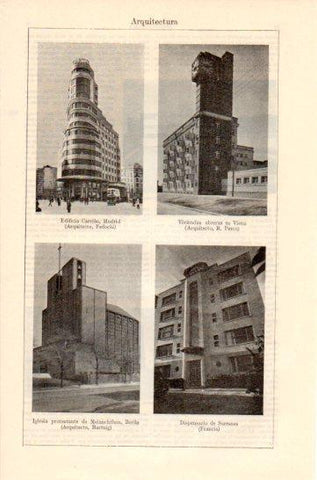 LAMINA V47440: Arquitectura edificios en Madrid, Viena, Suresnes y Berlin