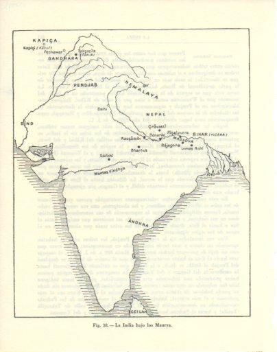 LAMINA V47933: Mapa de la India bajo los Maurya