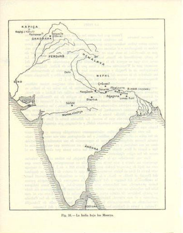 LAMINA V47933: Mapa de la India bajo los Maurya