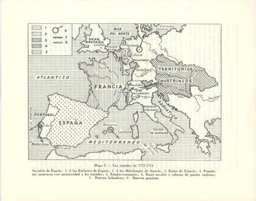 LAMINA V47951: Mapa de Europa, los tratados de 1713-1714