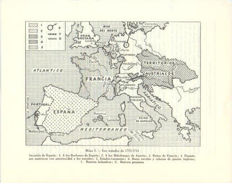 LAMINA V47951: Mapa de Europa, los tratados de 1713-1714
