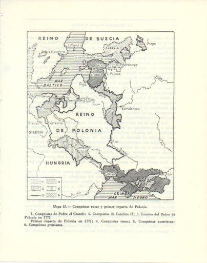 LAMINA V47952: Mapa de las conquistas de Rusia y primer reparto de Polonia