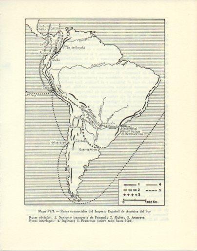 LAMINA V47964: Mapa rutas comerciales del Imperio Español de America del Sur
