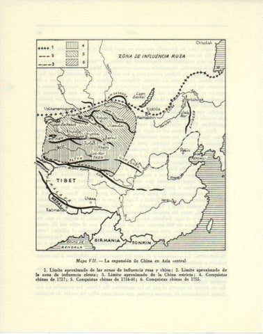LAMINA V47960: Mapa de la expansion de la China en Asia central