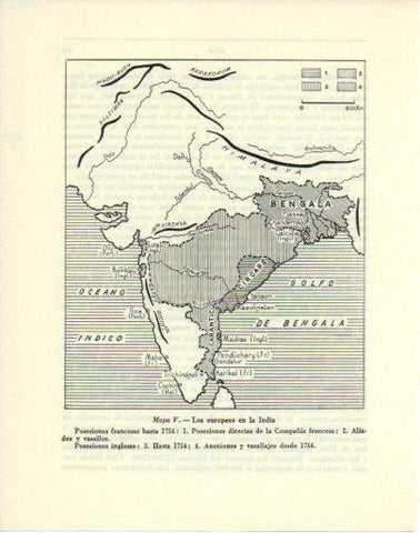 LAMINA V47958: Los europeos en la India, mapa