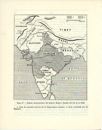 LAMINA V47956: Mapa de los estados desmembrados del Imperio Mogol y Sur de la India