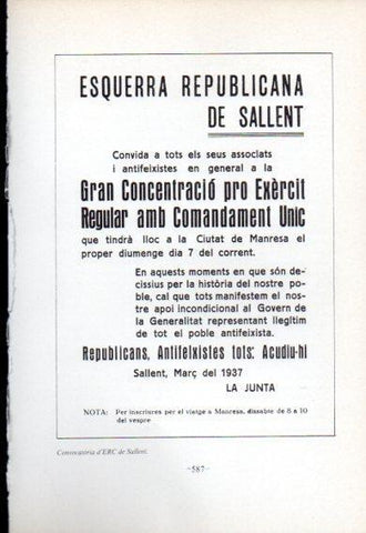 LAMINA V47749: Convocatoria d'ERC a Sallent. Guerra Civil