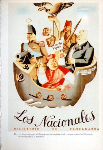 LAMINA V47736: Cartell Los Nacionales caricatura. Guerra Civil