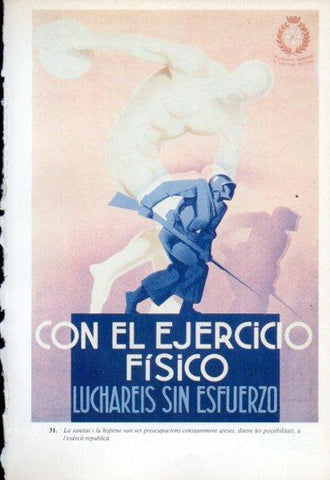 LAMINA V47759: Cartell Con el ejercicio fisico luchareis sin esfuerzo. Guerra Civil