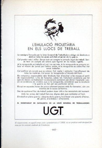 LAMINA V47731: Propaganda emulacio proletaria els llocs de treball Guerra Civil
