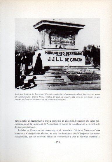 LAMINA V47709: Monument enderrocat del general Prim per Joventuts Llibertaries