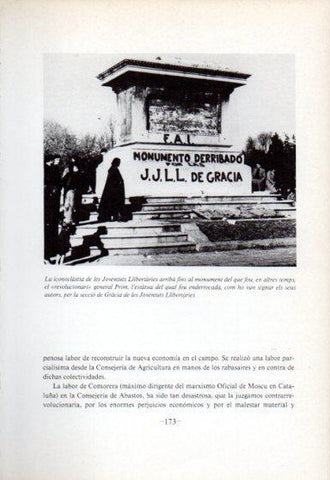 LAMINA V47709: Monument enderrocat del general Prim per Joventuts Llibertaries