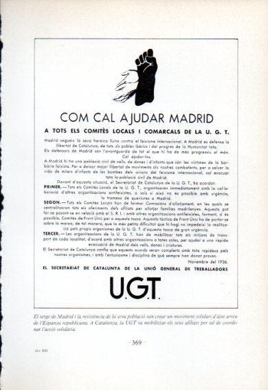 LAMINA V47724: Com ajudar Madrid comunicat UGT Guerra Civil