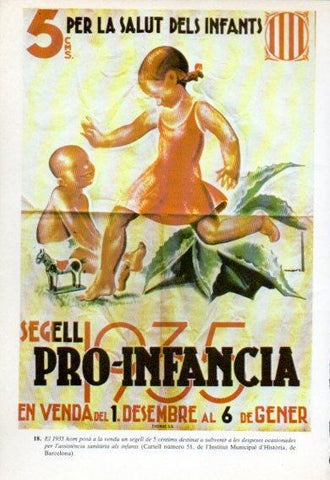 LAMINA V47786: Cartell 5 centims pro infancia salut dels infants 1935