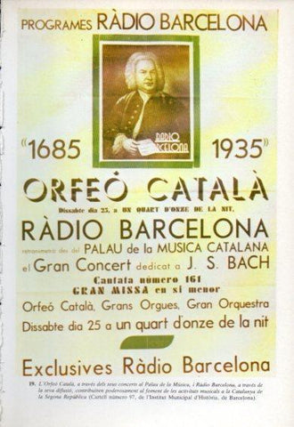 LAMINA V47785: Cartell Orfeo Catala i Radio Barcelona 