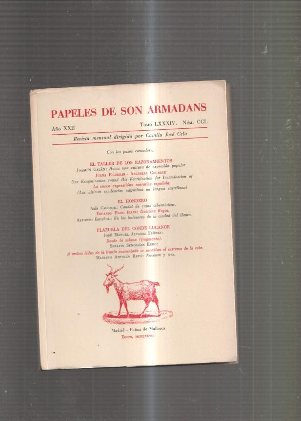 Papeles de Son Armadans Tomo 86 numero 250 : El Taller de los razonamientos
