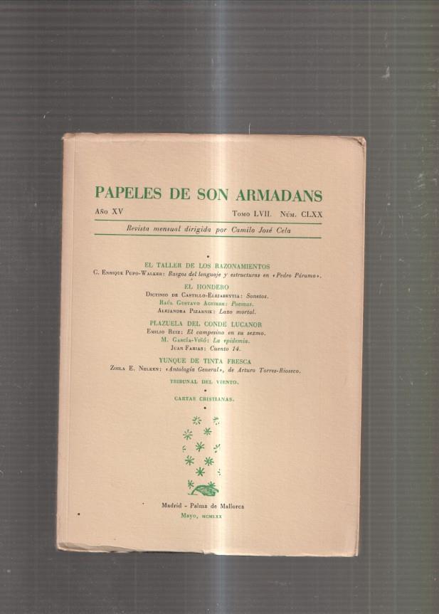 Papeles de Son Armadans Tomo 57 numero 170: El taller de los razonamientos- 
