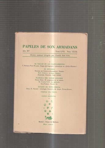 Papeles de Son Armadans Tomo 57 numero 170: El taller de los razonamientos- 
