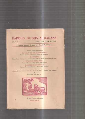 Papeles de Son Armadans Tomo 28 numero 84: El Taller de los razonamientos- 