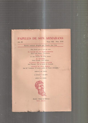 Papeles de Son Armadans Tomo 8 numero 22: El taller de los razonamientos