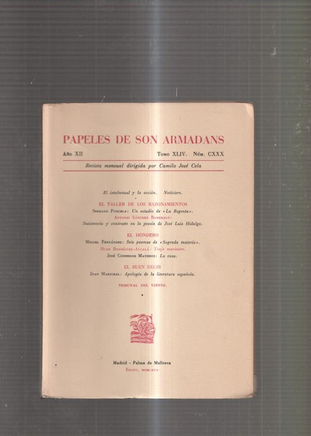 Papeles de Son Armadans Tomo 44 numero 130: El taller de los razonamientos-
