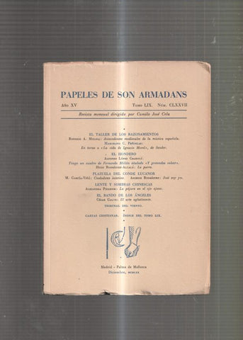 Papeles de Son Armadans Tomo 59 numero 177: El taller de los razonamientos-