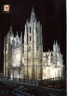 POSTAL PV12871: Catedral de Leon. Vista nocturna